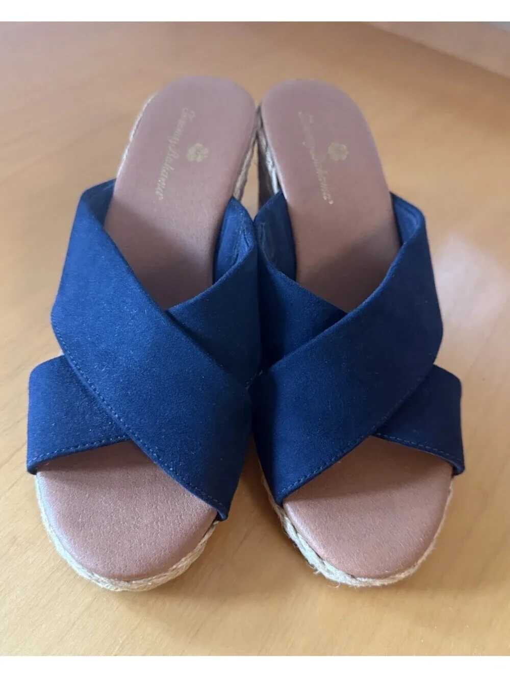 Tommy Bahama Stacey Navy Blue Espadrille Wedge Sandals Womens 6.5M Resort Beachy